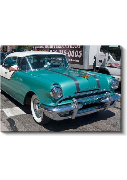 Pontiac Chieftain - Turkuaz Klasik Amerikan Arabası Kanvas Tablo fiyatları