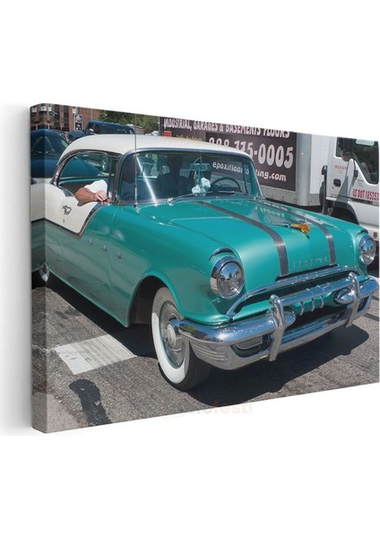 Pontiac Chieftain - Turkuaz Klasik Amerikan Arabası Kanvas Tablo modelleri