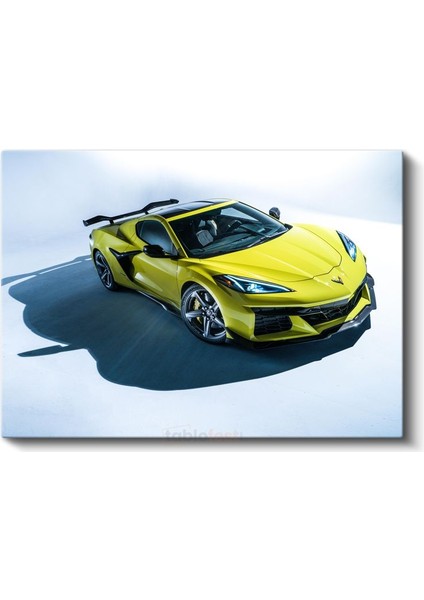 Chevrolet Corvette Z06 - Sarı Spor Otomobil Profil Kanvas Tablo