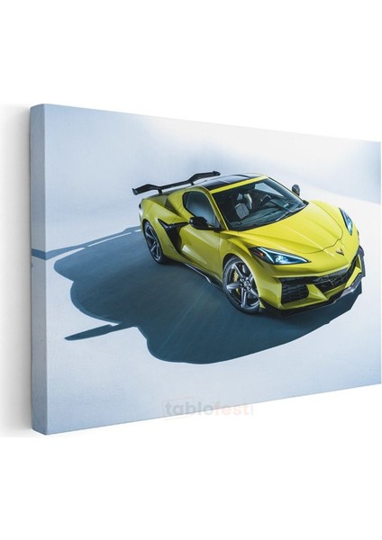 Chevrolet Corvette Z06 - Sarı Spor Otomobil Profil Kanvas Tablo
