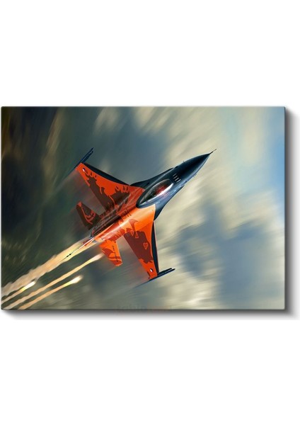 F-16 Savaş Uçağı - Turuncu Özel Tasarım Hava Aracı Kanvas Tablo fiyatları