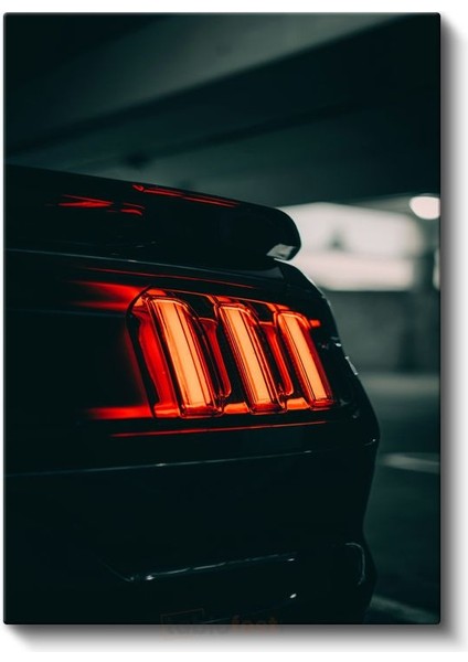 Ford Mustang - Karanlıkta Parlayan Üçlü Stop Lambaları Kanvas Tablo