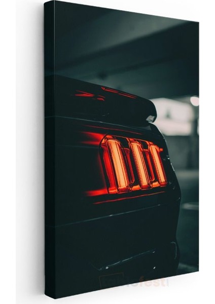 Ford Mustang - Karanlıkta Parlayan Üçlü Stop Lambaları Kanvas Tablo