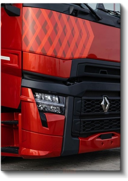 Renault Trucks - Modern Kırmızı Tır Ön Tasarımı Kanvas Tablo fiyatları