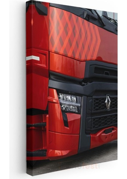 Renault Trucks - Modern Kırmızı Tır Ön Tasarımı Kanvas Tablo modelleri