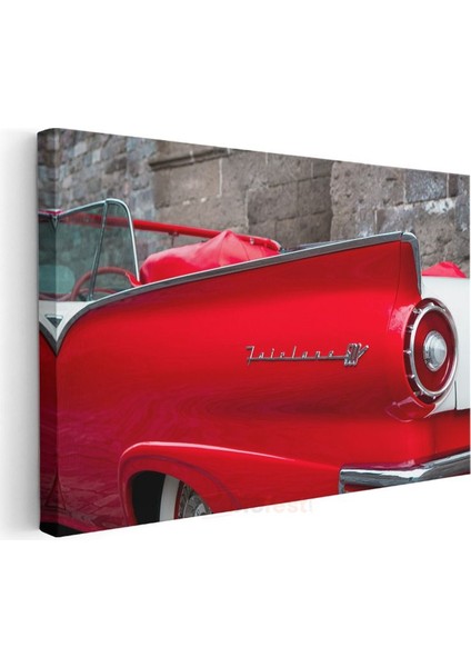 Ford Fairlane - Kırmızı Klasik Amerikan Convertible Kanvas Tablo modelleri
