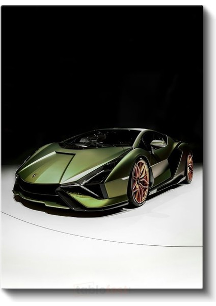 Lamborghini Sian - Yeşil Süper Spor Otomobil Kanvas Tablo fiyatları