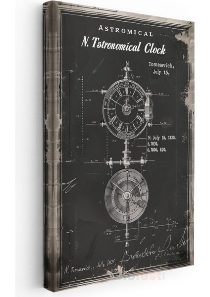 Astronomik Saat - 1830 Bilimsel Alet Tasarımı Kanvas Tablo modelleri