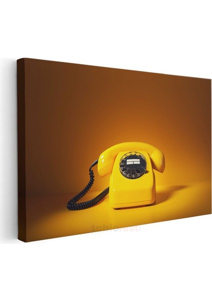 Sarı Çevirmeli Telefon - Amber Işıklı Retro Iletişim Aracı Kanvas Tablo modelleri