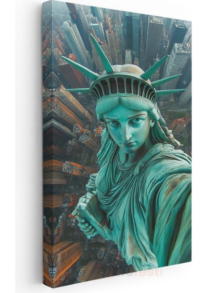 Özgürlük Selfie'si - Şehrin Üzerinde Yükselen Güç Kanvas Tablo modelleri