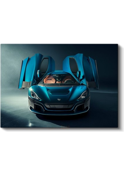 Rimac Nevera - Mavi Elektrikli Hiper Otomobil Kanvas Tablo