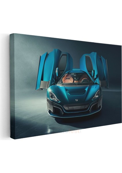Rimac Nevera - Mavi Elektrikli Hiper Otomobil Kanvas Tablo