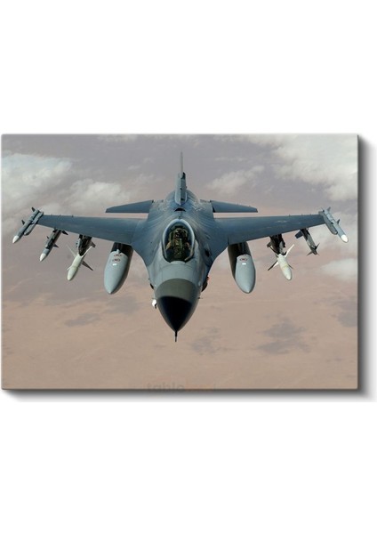 F-16 Savaş Uçağı - Havada Görev Başında Askeri Jet Kanvas Tablo