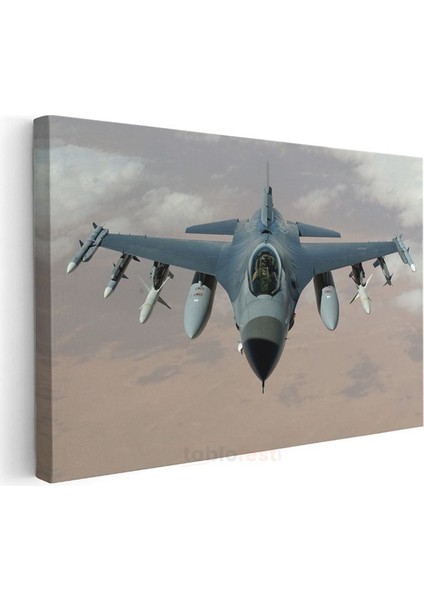 F-16 Savaş Uçağı - Havada Görev Başında Askeri Jet Kanvas Tablo
