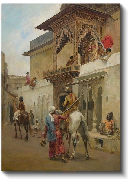 Saray Yaşamı - Osmanlı Konağı Önünde Atlılar Kanvas Tablo fiyatları