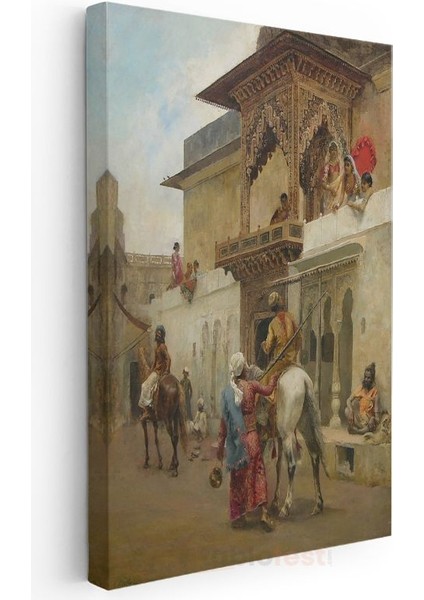 Saray Yaşamı - Osmanlı Konağı Önünde Atlılar Kanvas Tablo modelleri