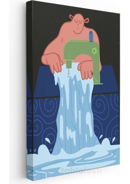 Yaratıcılık Akışı - Dikiş Makinesinden Dökülen Sular Kanvas Tablo modelleri