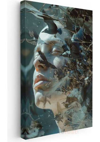 Ruh Kuşları - Düşüncelerle Dans Eden Kanatlar Kanvas Tablo modelleri