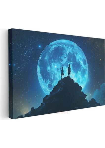 Mavi Düşler - Ay Işığında Gölgeleşen Silüetler Kanvas Tablo modelleri