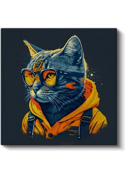 Kentli Kedi - Modern Dünyada Stil Sahibi Kedi Kanvas Tablo