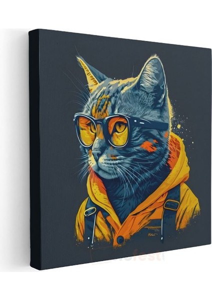 Kentli Kedi - Modern Dünyada Stil Sahibi Kedi Kanvas Tablo