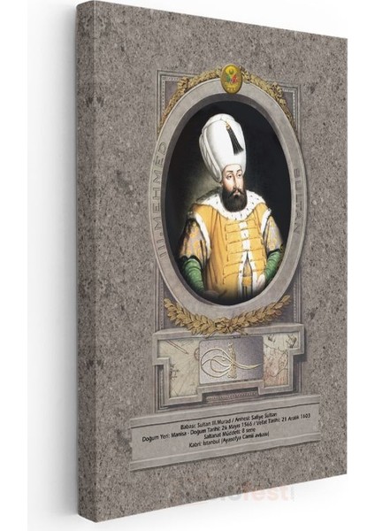 Osmanlı Padişahları - Sultan Iıı. Murad Portresi Kanvas Tablo modelleri