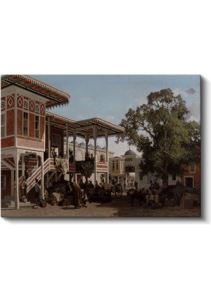 Osman Hamdi Bey - Osmanlı Konağı Avlusu Kanvas Tablo