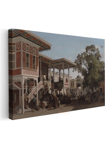 Osman Hamdi Bey - Osmanlı Konağı Avlusu Kanvas Tablo