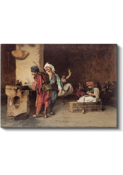 Osmanlı Kahvehanesi - Gündelik Yaşam Sahnesi Kanvas Tablo