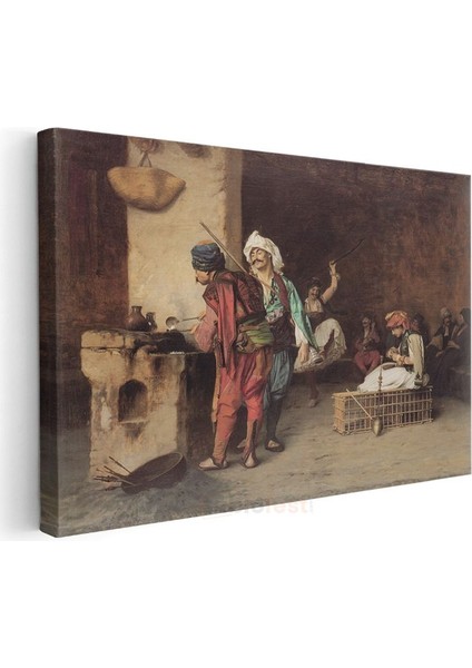 Osmanlı Kahvehanesi - Gündelik Yaşam Sahnesi Kanvas Tablo