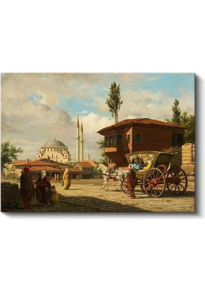 Istanbul Sokakları - Fayton ve Cami Manzarası Kanvas Tablo fiyatları