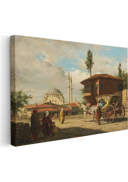 Istanbul Sokakları - Fayton ve Cami Manzarası Kanvas Tablo modelleri