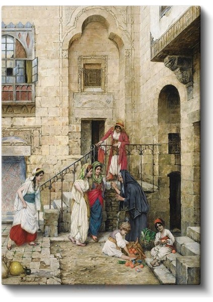 Osman Hamdi Bey - Harem Avlusunda Kadınlar Kanvas Tablo fiyatları