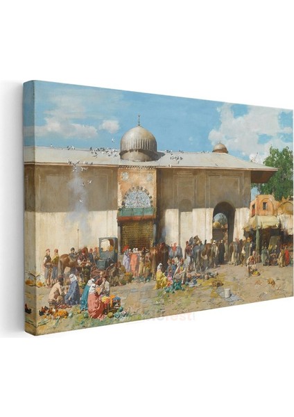 Osmanlı Pazarı - Cami Avlusunda Kurulan Pazar Kanvas Tablo modelleri