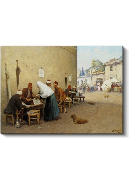 Osmanlı Kahvehanesi - Sokak Yaşamı Kanvas Tablo fiyatları