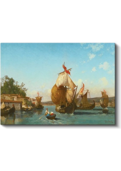 Fausto Zonaro - Boğaz'da Yelkenliler Kanvas Tablo fiyatları