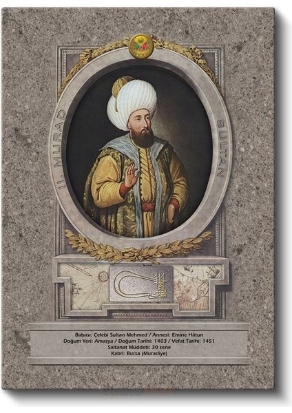 Osmanlı Padişahları - Çelebi Sultan Mehmed Portresi Kanvas Tablo fiyatları