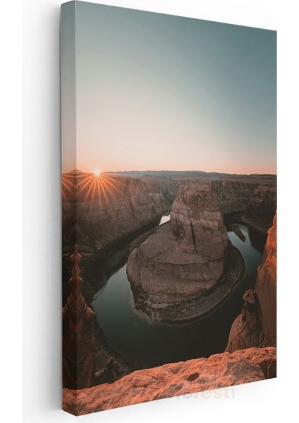 At Nalı Kanyonu - Gün Batımında Nehir Manzarası Kanvas Tablo modelleri