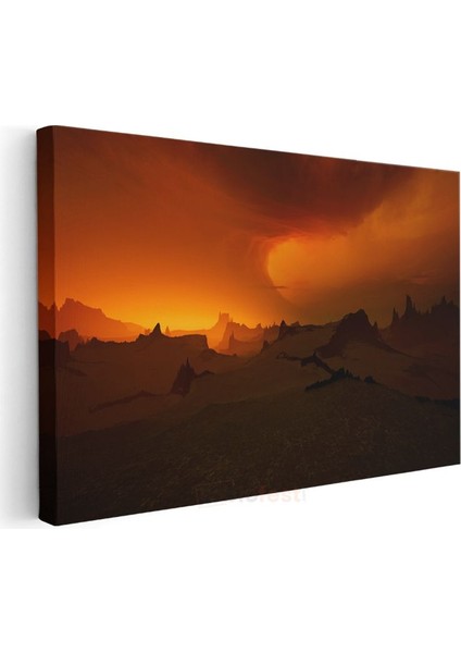 Alev Dağları - Kızıl Gökyüzü ve Dramatik Silüetler Kanvas Tablo modelleri