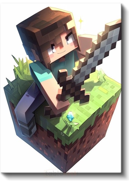 Minecraft - Savaşçı Steve Küp Dünyasında Kanvas Tablo fiyatları