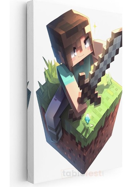 Minecraft - Savaşçı Steve Küp Dünyasında Kanvas Tablo modelleri