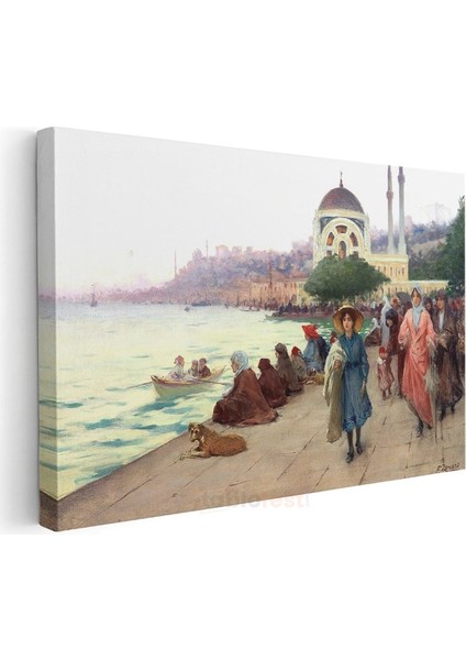Ortaköy Sahili - Gezinti Yapan Hanımlar Kanvas Tablo