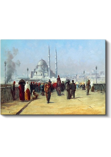 Istanbul Manzarası - Cami Önünde Kalabalık Kanvas Tablo fiyatları