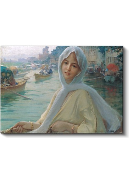 Boğaziçi Manzarası - Başörtülü Hanım Kanvas Tablo fiyatları