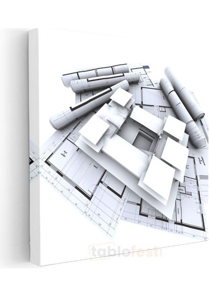 Mimar - 3D Bina Modeli ve Detaylı Planlar Kanvas Tablo