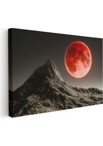 Kanlı Ay ve Dağ - Dramatik Gece Manzarası Kanvas Tablo modelleri
