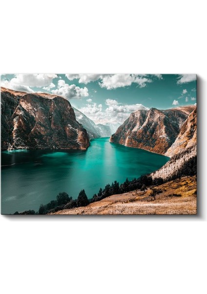 Turkuaz Fiyort - Dağlar Arasında Huzur Veren Su Manzarası Kanvas Tablo fiyatları