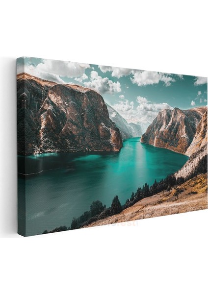 Turkuaz Fiyort - Dağlar Arasında Huzur Veren Su Manzarası Kanvas Tablo modelleri