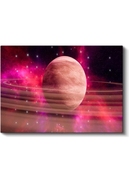 Kozmik Gezegen - Mor Nebula Içinde Görkemli Halkalı Dünya Kanvas Tablo
