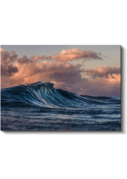 Okyanus Dalgası - Gün Batımında Mavi Sular Kanvas Tablo fiyatları